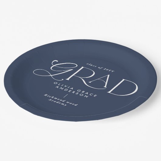 ネイビー数々のブルーモダン写真 ペーパープレート (アングル)