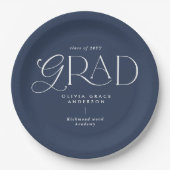 ネイビー数々のブルーモダン写真 ペーパープレート (正面)