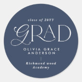 ネイビー数々のブルーモダン写真 ラウンドシール (正面)