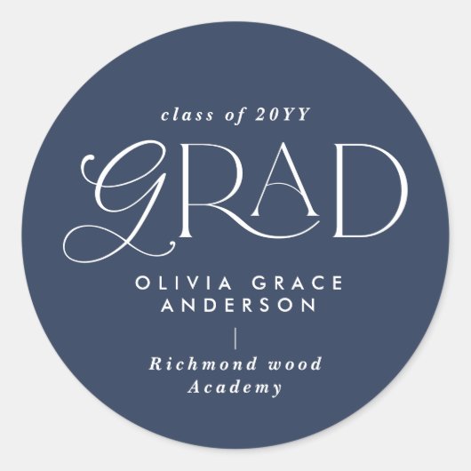 ネイビー数々のブルーモダン写真 ラウンドシール (正面)