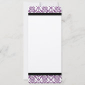 ネイビー文字パープルダマスクモノグラム結婚ズ 招待状 (裏面)