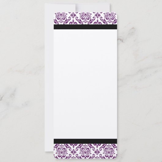 ネイビー文字パープルダマスクモノグラム結婚ズ 招待状 (裏面)