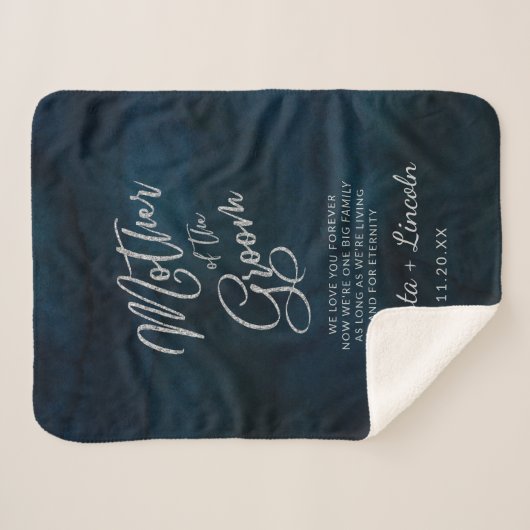 ネイビー新郎の母に輝く引用文 シェルパブランケット (正面(横))