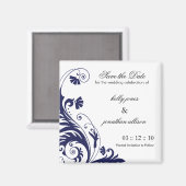 ネイビー日付の磁石結婚を保存 マグネット (正面/裏面)