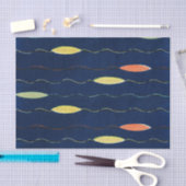 ネイビー日本のウッドブロック模様ティッシュペーパー 薄葉紙 (クラフト)