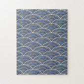 ネイビー日本のブルー海波 ジグソーパズル (縦)