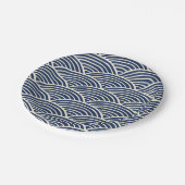 ネイビー日本のブルー海波 ペーパープレート (アングル)