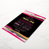 ネイビー明るい赤紫色Sweet sixteen16招待状バラ金ゴールド 箔招待状 (回転した状態)