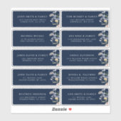 ネイビー春ワイルドフラワーメドウゲスト名アドレス シール (シート)