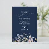 ネイビー春ワイルドフラワーメドウブライダルシャワー サンキューカード (スタンド正面)