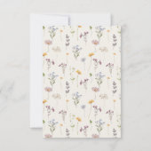 ネイビー春ワイルドフラワーメドウ庭園の結婚式 サンキューカード (裏面)