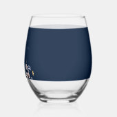 ネイビー春ワイルドフラワーメドウ庭園の結婚式 ステムなしワイングラス (左)