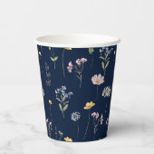 ネイビー春ワイルドフラワーメドウ庭園の結婚式 紙コップ (裏面)