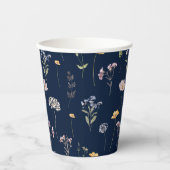 ネイビー春ワイルドフラワーメドウ庭園の結婚式 紙コップ (正面)