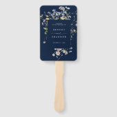 ネイビー春ワイルドフラワー結婚牧草地のタイムライン ハンドファン (正面)