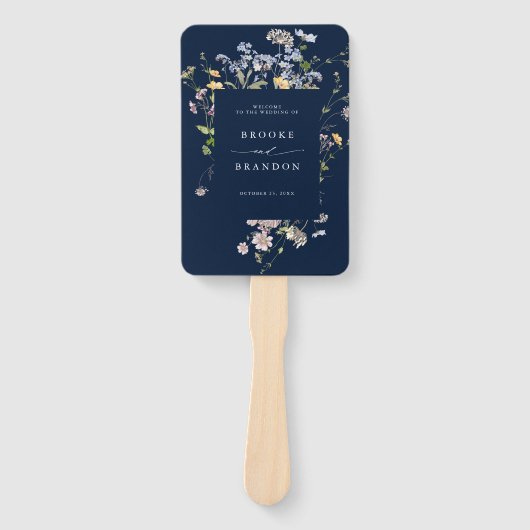 ネイビー春ワイルドフラワー結婚牧草地のタイムライン ハンドファン (正面)