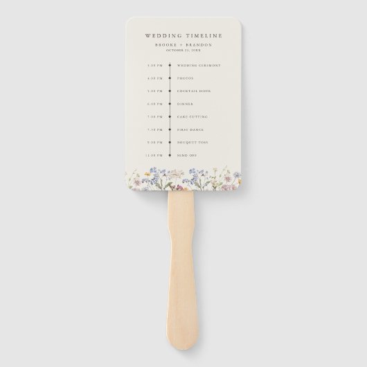 ネイビー春ワイルドフラワー結婚牧草地のタイムライン ハンドファン (裏面)