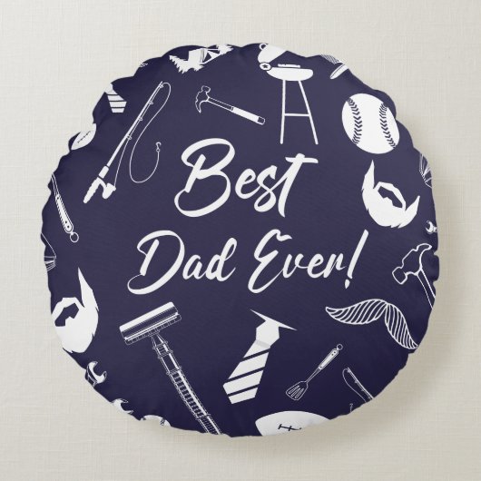 ネイビー最高のブルーデイ ラウンドクッション (正面)