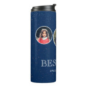 ネイビー最高のブルーパパ父の日3写真コラージュ タンブラー (回転左)