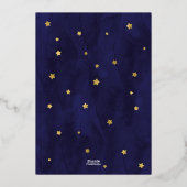 ネイビー月の上テディベア小さな星 箔招待状 (裏面)