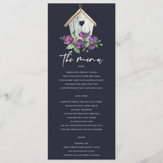 ネイビー木製素朴フローラバードハ結婚ウス メニュー (正面)