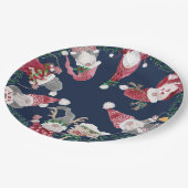 ネイビー格言レッドグレークリスマスウォーターの色の葉 ペーパープレート (アングル)