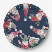 ネイビー格言レッドグレークリスマスウォーターの色の葉 ペーパープレート (正面)