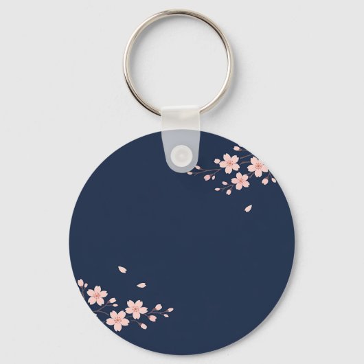 ネイビー桜の枝 キーホルダー (正面)