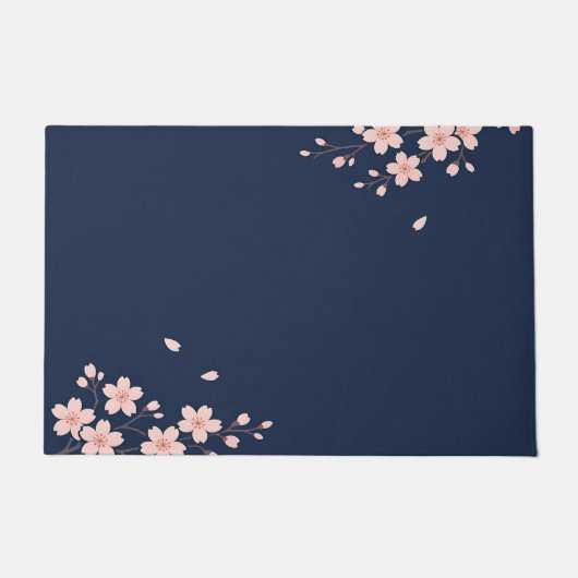 ネイビー桜の枝 ドアマット (正面)