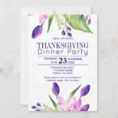 ネイビー梅の上品なエレガントフローラ感謝祭パーティー 招待状 (正面)