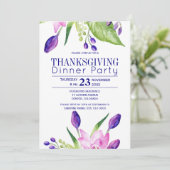 ネイビー梅の上品なエレガントフローラ感謝祭パーティー 招待状 (スタンド正面)