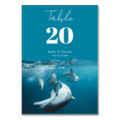 ネイビー水中ドルフよくはしゃぐィンズシービーチ結婚式 テーブルナンバー (正面)