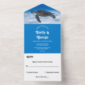ネイビー水中水中競技タートルコースト結婚ーズ オールインワン招待状 (内側)