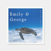 ネイビー水中水中競技タートルコースト結婚ーズ スタンダードカクテルナプキン (正面)