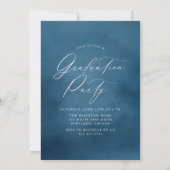 ネイビー水彩アーチ写真卒業パーティー 招待状 (裏面)