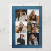 ネイビー水彩アーチ7フォトコラージュ卒業 案内状 (裏面)