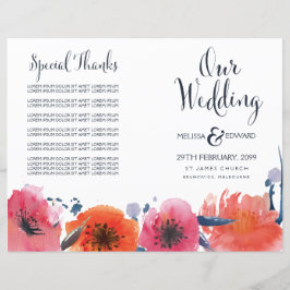 ネイビー水彩フローラ結婚式 プログラム冊子