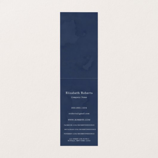 ネイビー水彩画カメラ牡丹結婚の写真家 名刺 (内部フラット)