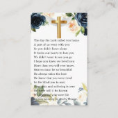 ネイビー水彩花写真葬式祈りの言葉カード 名刺 (裏面)