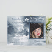ネイビー水彩雲写真葬式プログラム (スタンド正面)