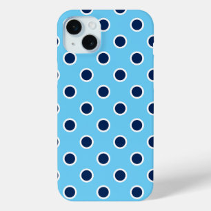 ネイビー水玉模様オンブライトブルー iPhone 15 MINIケース