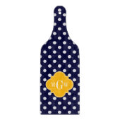 ネイビー水玉模様ゴールデロッドクローバー3モノグラム カッティングボード (正面)