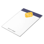 ネイビー水玉模様ゴールデロッドクローバー3モノグラム ノートパッド (アングル)