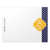 ネイビー水玉模様ゴールデロッドクローバー3モノグラム ノートパッド (正面)