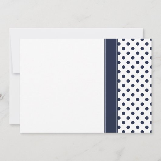 ネイビー水玉模様ピンクデイジー結婚式招待状 招待状 (裏面)