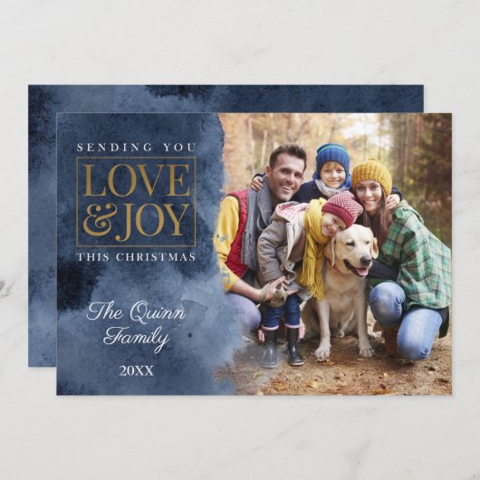 ネイビー水色と金ゴールド シーズンカード (正面/裏面)