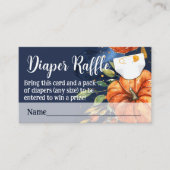 ネイビー水色カボチャ赤ちゃんシャワーおむつラッフル エンクロージャーカード (正面)