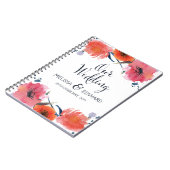 ネイビー水色フローラスパイラルジャーナルノートブック ノートブック (左側)