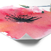 ネイビー水色フローラ結婚のメニュー ポスター (角)