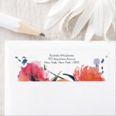 ネイビー水色フローラ結婚の住所 シール (インサイチュ)